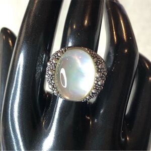 MICHAEL DAWKINS Starry Night Sterling Silver Mother of Pearl Doublet Ring 8-3/4